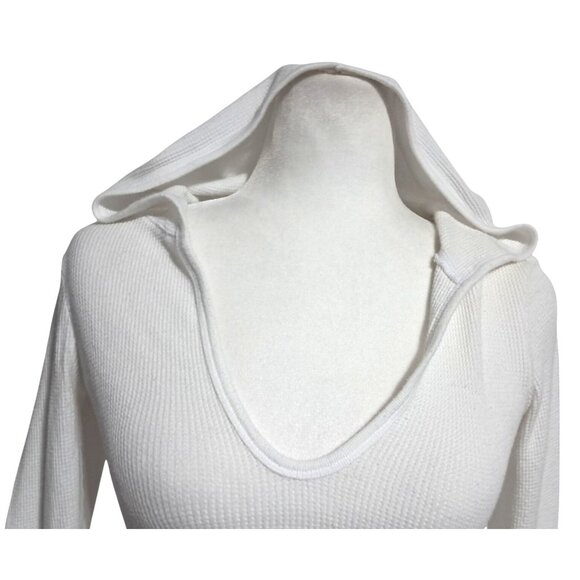 Vintage Y2K Aeropostale White Thermal Hoodie Scoop Neck Butterfly Logo M 2000s A - Picture 4 of 12